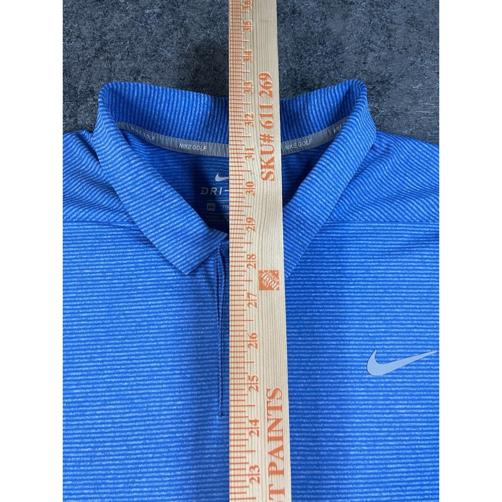 Nike Polo Shirt Mens XXL Blue Stripe Dri Fit Golf Performance Stretch EUC - Picture 7 of 10